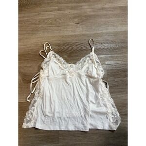 Victoria's Secret White Lace Trim Cami Tank Top Adjustable Straps Women's M